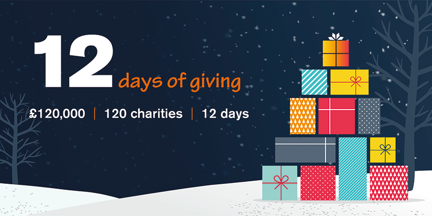 12 days of giving | £120,000 | 120 charities | 12 days