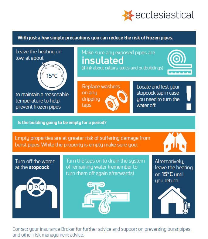 With just a few precautions you can reduce the risk of frozen pipes