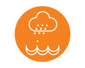 Drawing of cloud and flood water