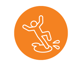 Vector drawing of someone slipping on wet floor