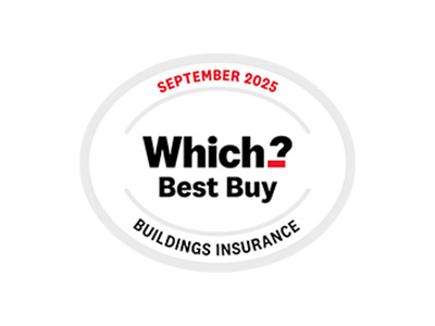 Which? logo with surrounding text reading - Best Buy September 2024 - Buildings insurance